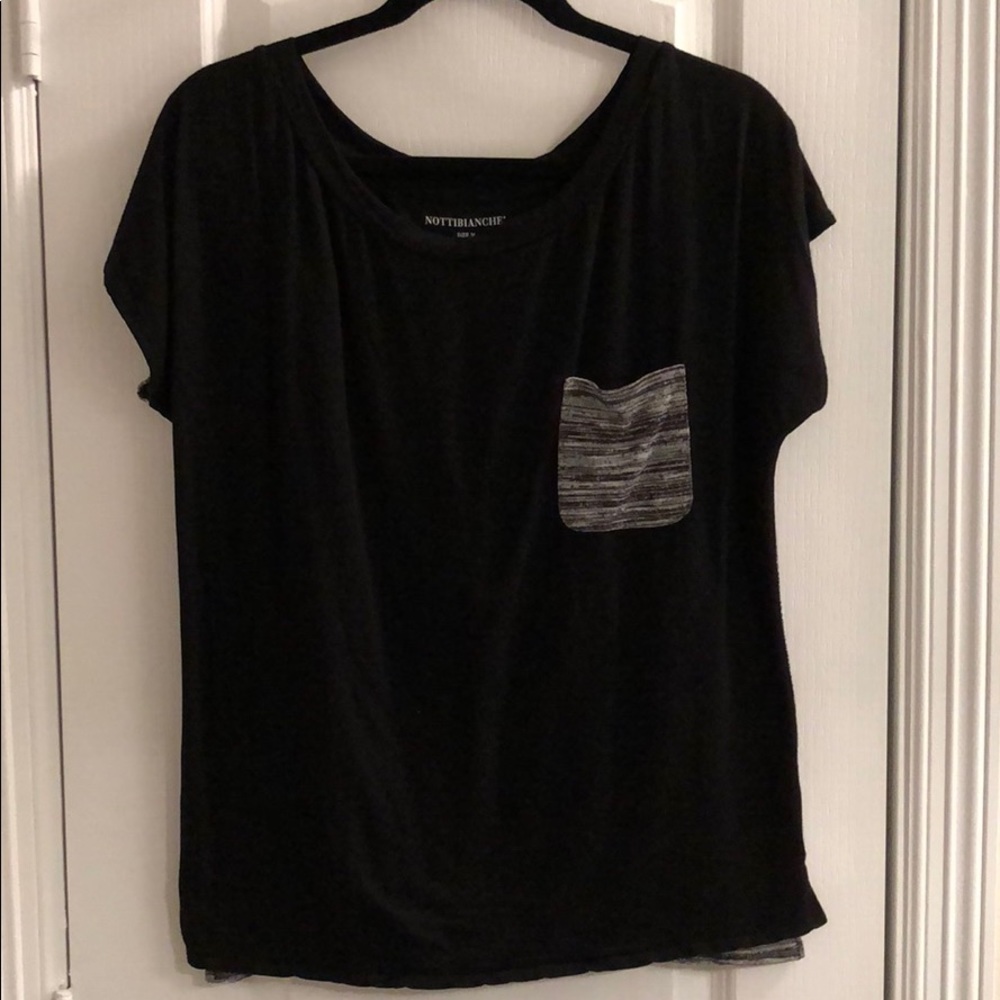 Nottibianche: Two-Tone Wide Neck Tee w/ Pocket